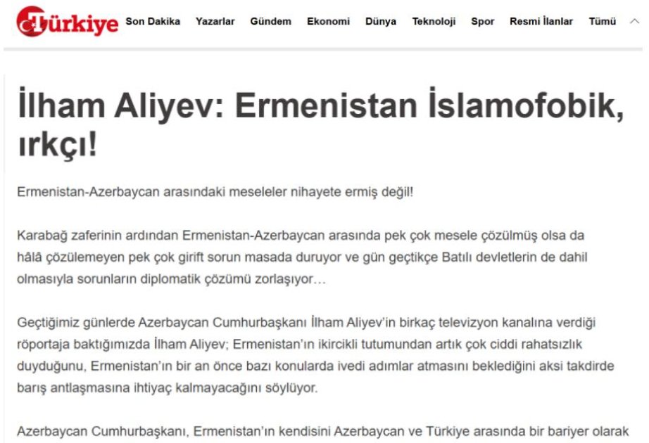 Ermənistan tez və ya gec Prezident İlham Əliyevin bütün tələblərini yerinə yetirəcək