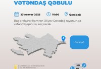 Baş prokuror: Bakının Qaradağ rayonunda vətəndaş qəbulu elan etdi.