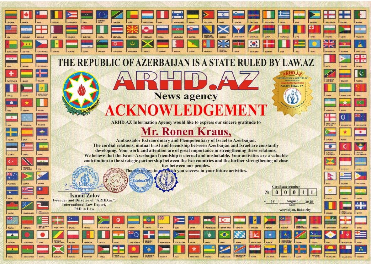 İsrailin Azərbaycandakı yeni səfirinin ilə İsmayıl Zalov arasında ilk rəsmi görüş keçirildi.